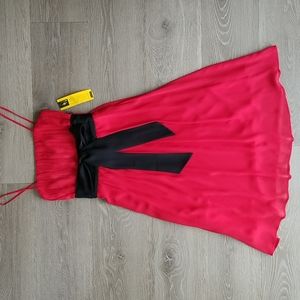 SoN Nguyen Red Silk Dress with Bow - M